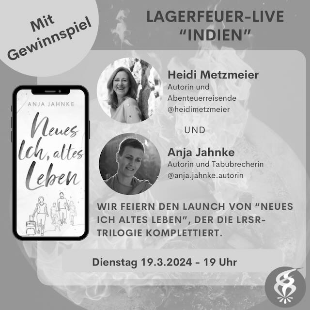 Am 19.3.24 um 19 Uhr feiern wir auf Instagram Launch-Party von "Neues Ich, altes Leben", dem Roman von Anja Jahnke, der in Indien spielt.